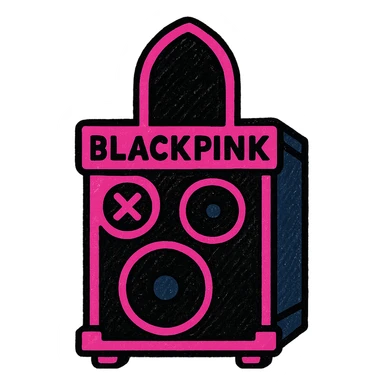 BLACKPINK-inspired gothic stage speaker, vibrant and bold, black and pink, no hearts sticker