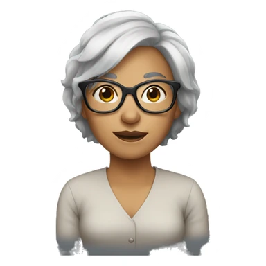 woman gray hair black glasses sticker