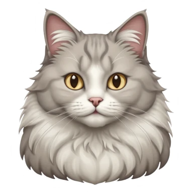 a very fluffy big grey and white cat sitting regally sticker
