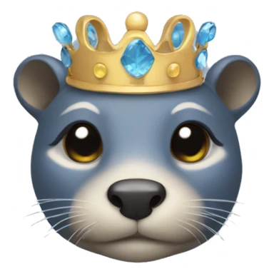 A queen blue otter with crown on her head while she is lying down sticker