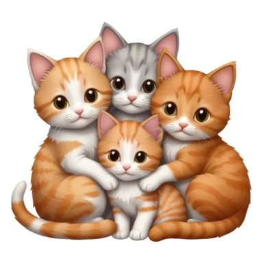 6 tiny kittens cuddling together all different colours, the first one is grey and white, the second is ginger and white and the third is brown tabby and white sticker