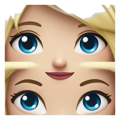 Chica rubia, ojos azules, labios rosados y pelo liso sticker