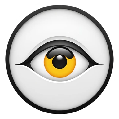 iOS emoji, minimal eye symbol, circle with dot, flat sticker