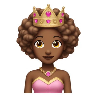brown princess with pink crown and makeup sticker