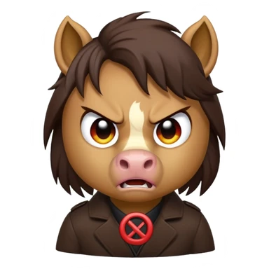 Angry Pony with the Anger Symbol emoji over it sticker