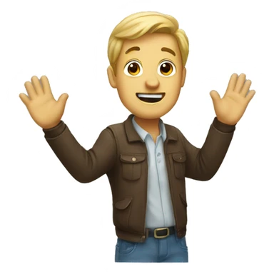 Man waving up sticker