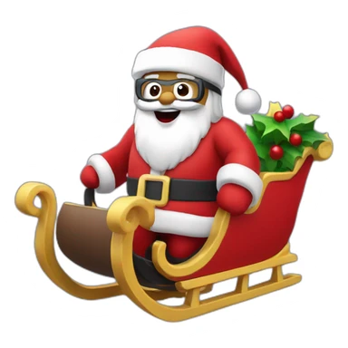 Santa in sleigh in vr headset sticker