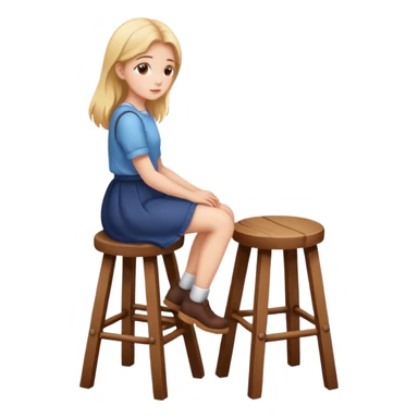 The girl is sitting on a stool facing full backwards. sticker