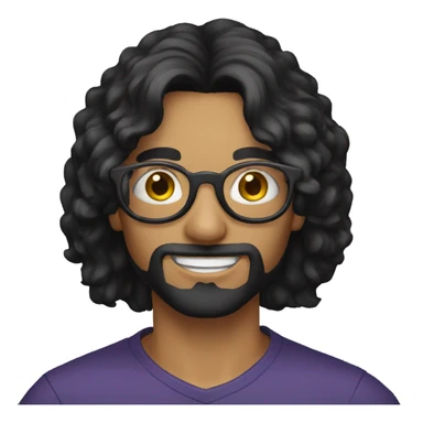 long black hair guy with circle eyewear sticker