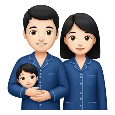 black haired boy and a girl in navy blue pajamas sticker