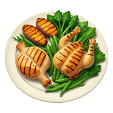 1 protein (chicken, fish)
 + 2 (or more) veggies
 + 1 starch (sweet potato or grain) sticker