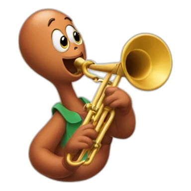 earthworm playing the trumpet sticker