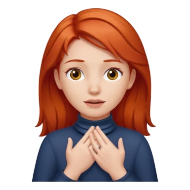 Red haired girl holding her neck with two hands sticker