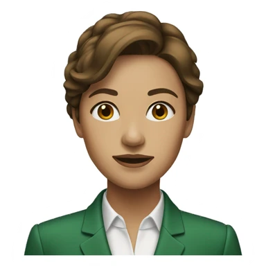 Woman with brown hair in green suit sticker