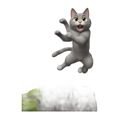 Grey cat jumping a mountain  sticker