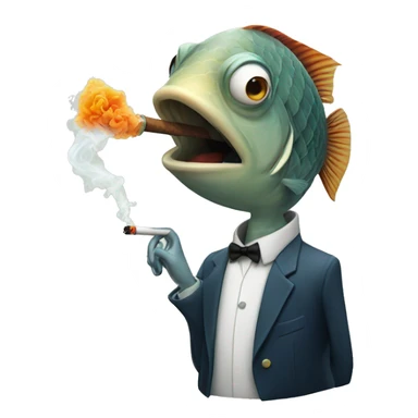 Fish smoking cigarette  sticker