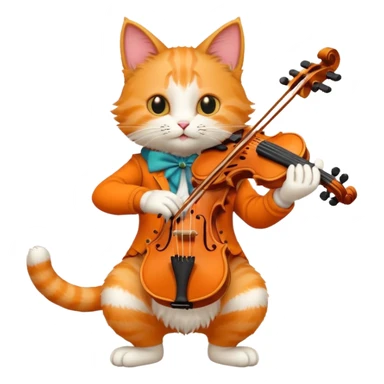 cat play violin, long full body sticker