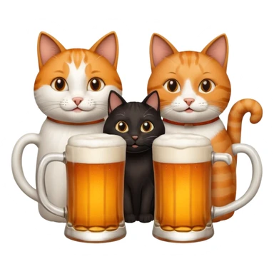 four happy cats drinking beers together with mugs sticker