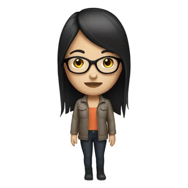 white girl with straight black medium hair wearing glasses sticker