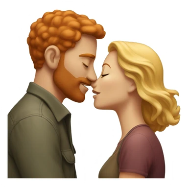 Tall redheaded man kissing a blonde woman  sticker