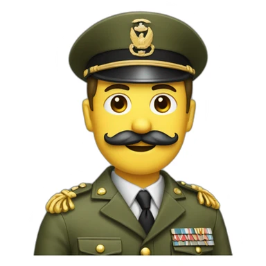 Homme avec moustache carré en tenue militaire le bras sticker