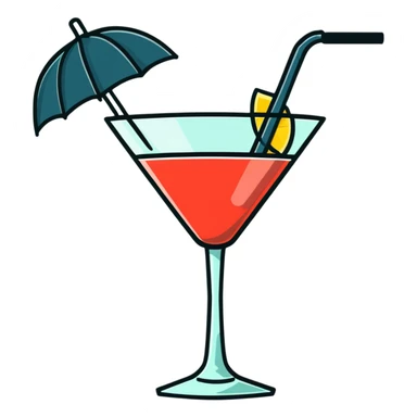 colorful cocktail glass with umbrella sticker