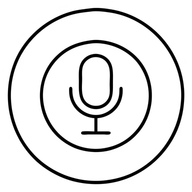 Add a thin black microphone outline in the center of the red record button, modern look, no background. sticker