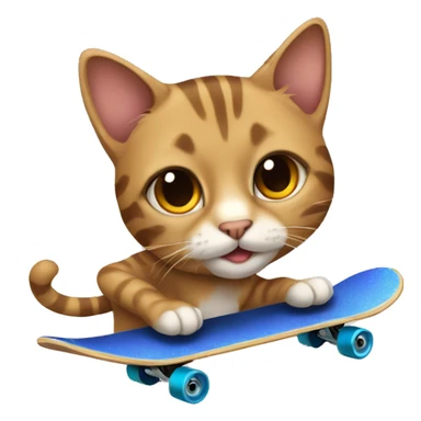 A tabby cat with brown eyes riding a skateboard  sticker