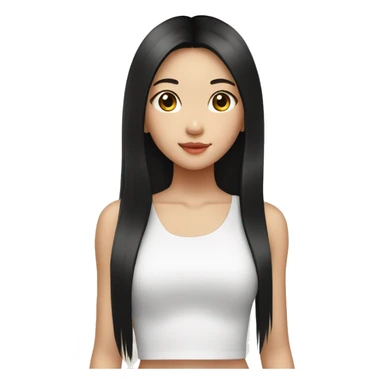 taiwanese girl with long black hair wearing a white crop top sticker