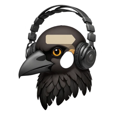 crow with headphones sticker