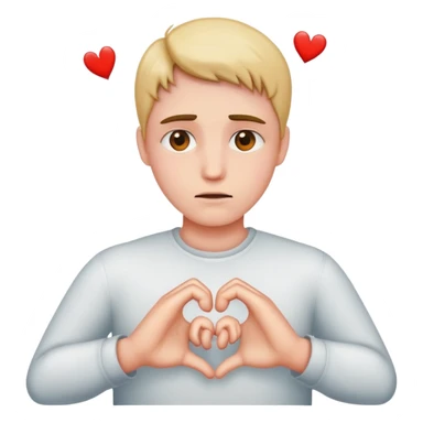 person making broken heart hands sticker