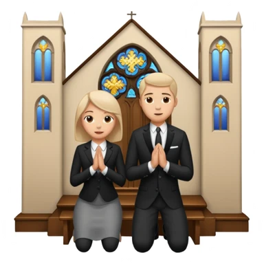 couple kneeling in a church sticker