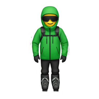 Ski de fond avec une tenue verte et noir sticker