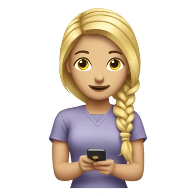 A blonde woman with braided hair texting praying sticker