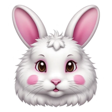 White super fluffy rabbit with dark brown spots, with one ear up and one ear down sticker
