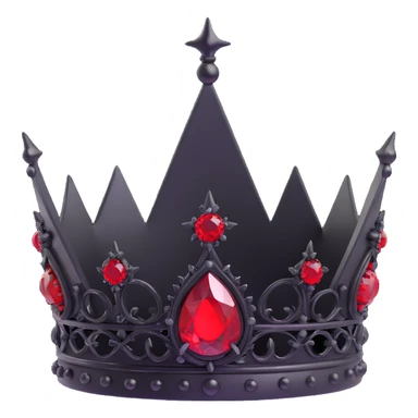 black crown with red gems, gothic style, sharp points, intricate filigree sticker