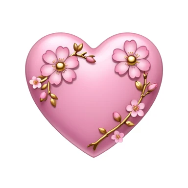 heart with sakura and gold accents sticker