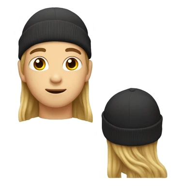 boy with chin long hair, a beanie  sticker