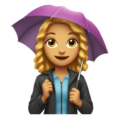 Pretty girl with umbrella sticker