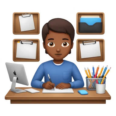 a person organizing a workspace sticker