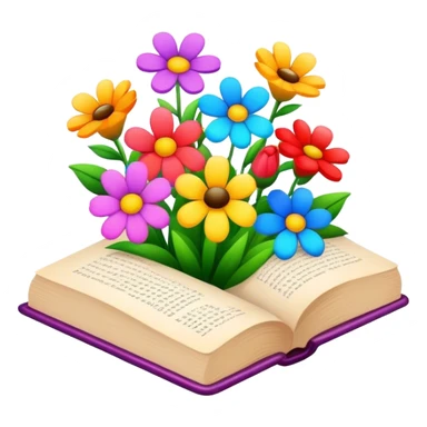Book with flowers sticker