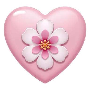 white heart with a single sakura blossom sticker