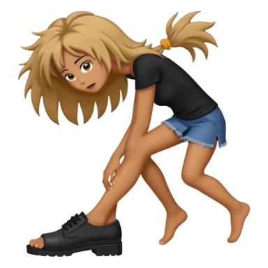 a foot placed on a girl's hair as if the foot were crushing her head sticker