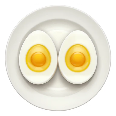 Two boil eggs in a restaurant plate cut in half sticker