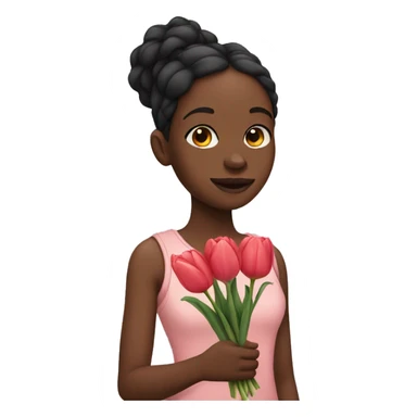 Black girl holding a tulip sticker