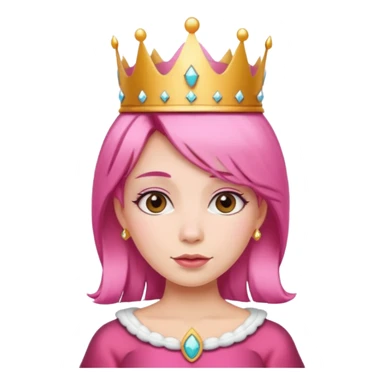 cute queen with pink hair and queen crown sticker
