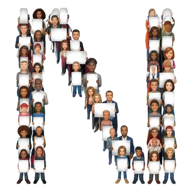 tables’ crowd holding white placards with letters spelling out his initials sticker