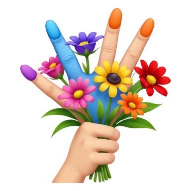 A bouquet of flowers with middle fingers replacing the flowers sticker