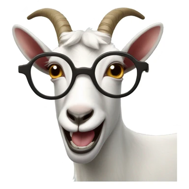 Goat with glasses and prominent upper buck teeth, only 2 teeth sticker