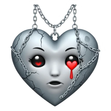 emo heart with full moon and silver chains sticker